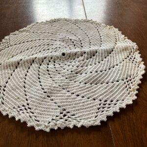 Vintage cream swirled Crocheted doily